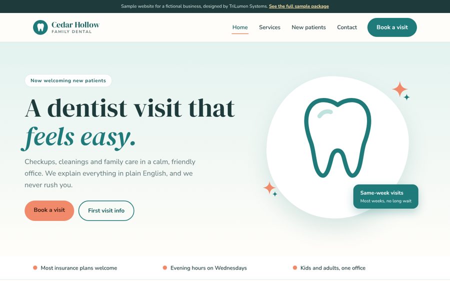 Cedar Hollow Family Dental sample website