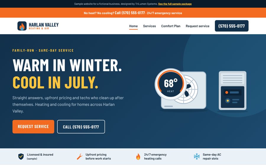Harlan Valley Heating and Air sample website