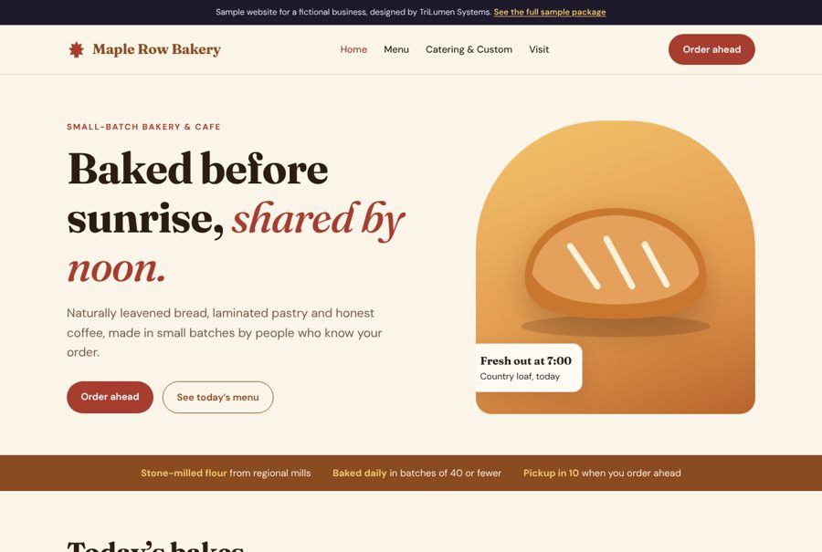 Maple Row Bakery sample website